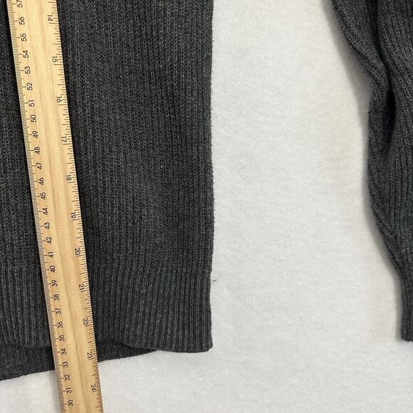 Abercrombie & Fitch Sweater Women L Gray Ribbed Knit Moose Logo Cropped Boxy - Picture 6 of 9